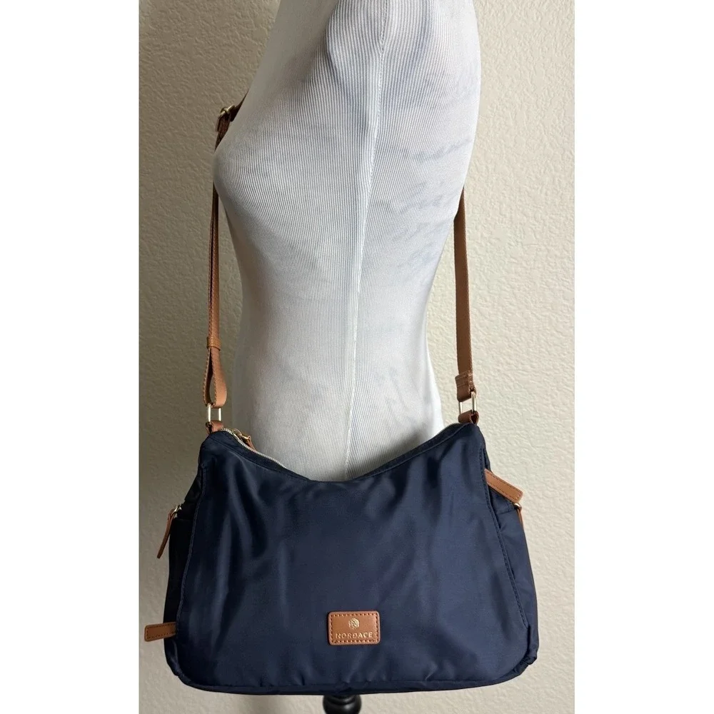 Nordace Siena Hobo Crossbody Bag Navy BLUE Sand RFID Travel Purse Brand New